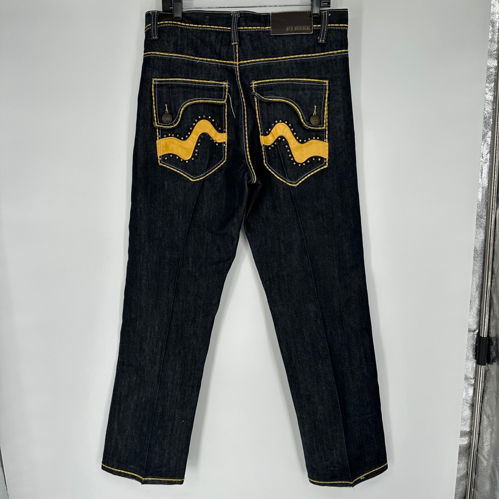 Vintage Y2K PJ Mark Premium Edition Dark Wash Yellow Stitch Jeans 34x32 Mens
